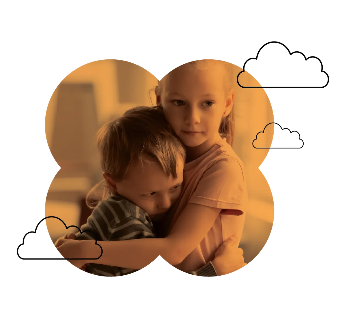 Two children embracing