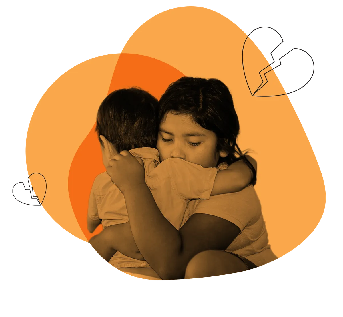 Two children embracing